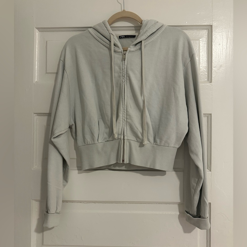 Zara Cropped Zip up Hoodie